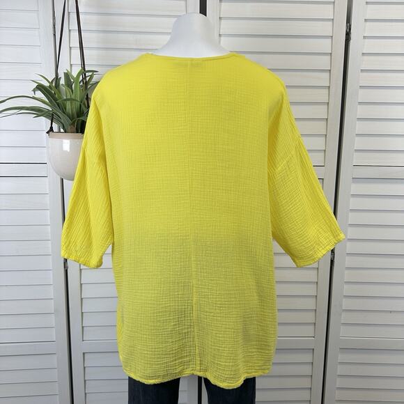 Bryn Walker Bax Tunic Top Yellow Incaberry Cotton Muslin Gauze‎ V-Neck Size XS - Picture 6 of 12